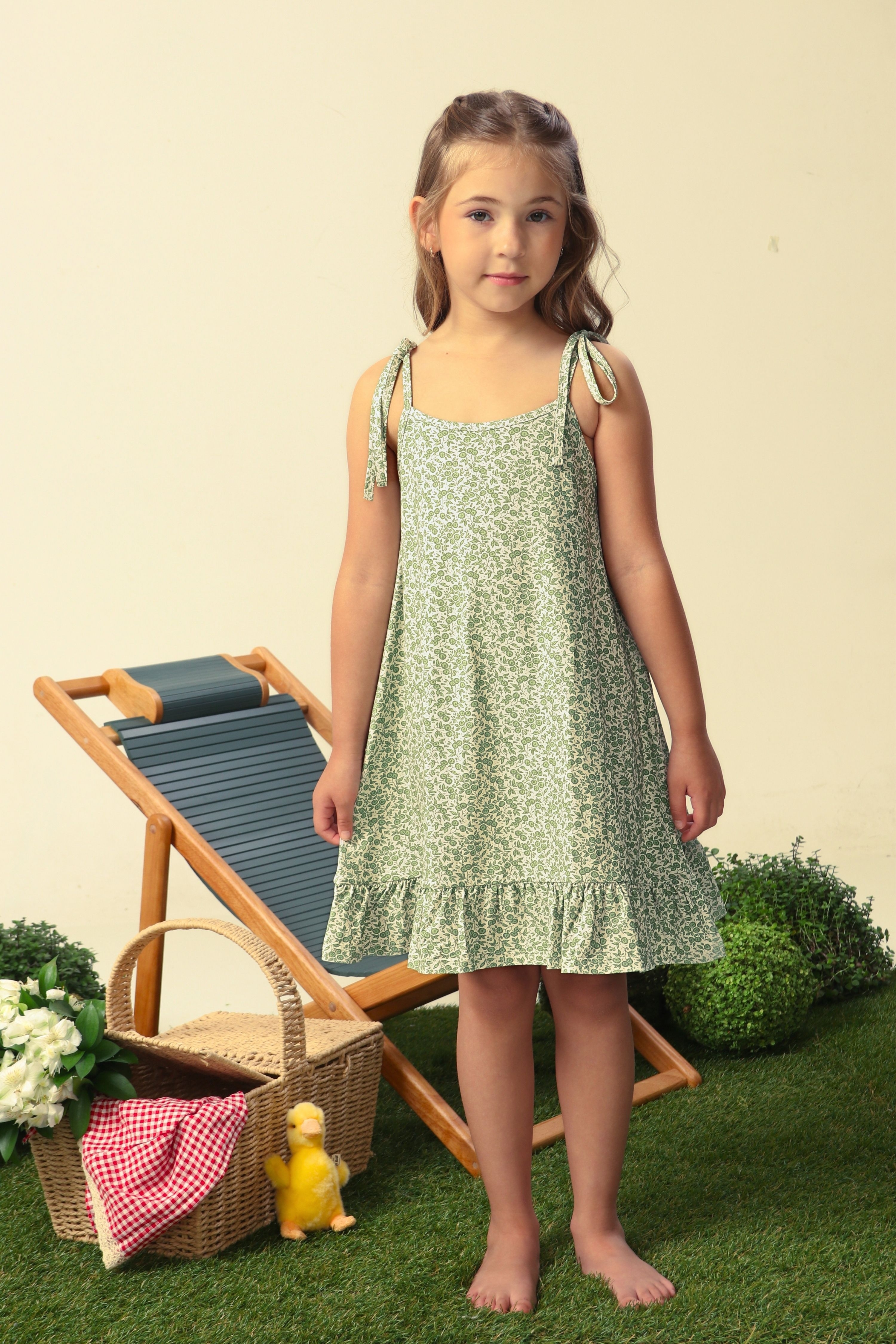 Vestido Poppy Infantil UV 50 Petit Jardin Vert