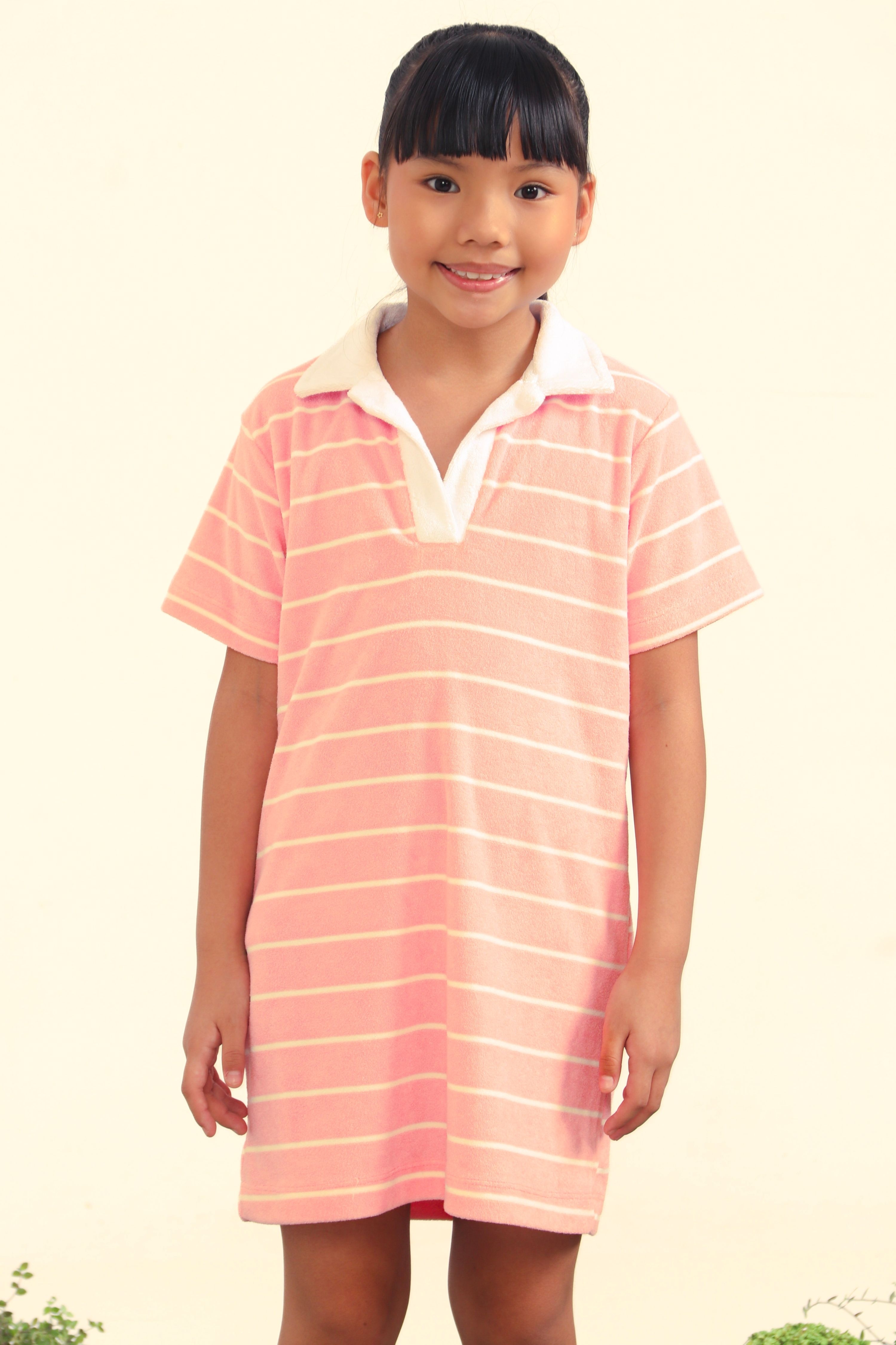 Vestido Infantil Feminino Atoalhado Rose Stripes