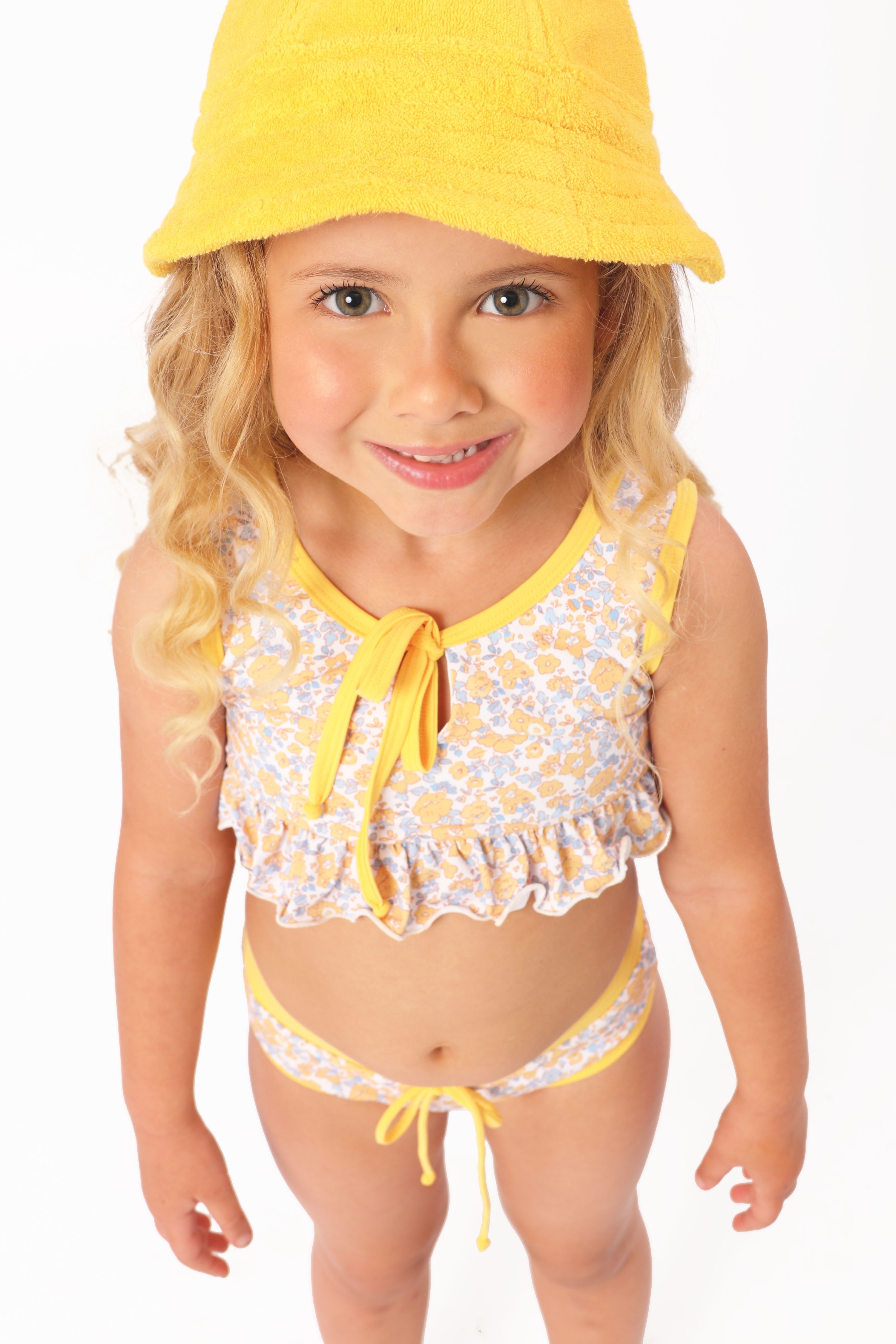 Chapéu Infantil Unissex Atoalhado Amarelo