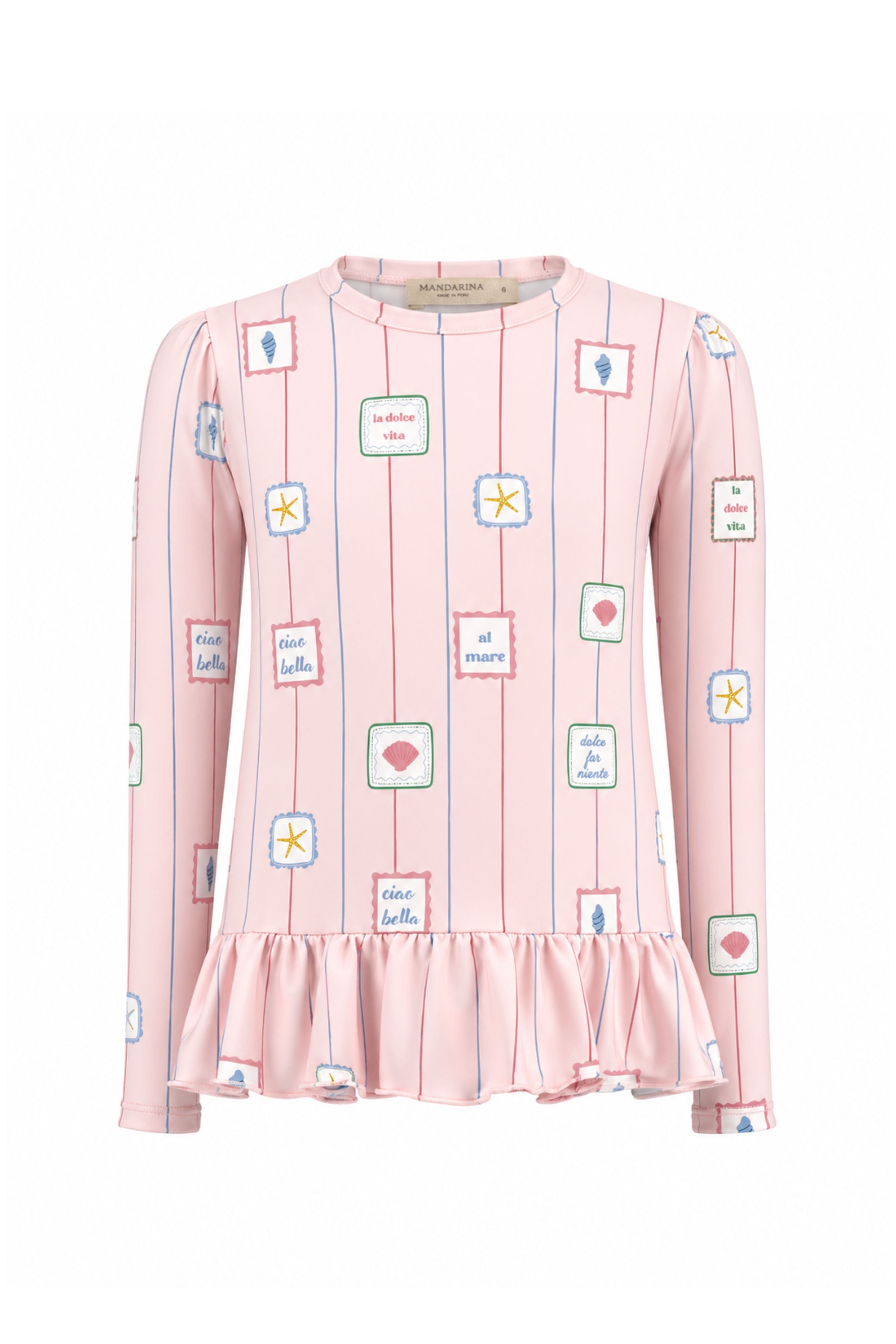 Camiseta Feminina Infantil UV 50 Conchiglie