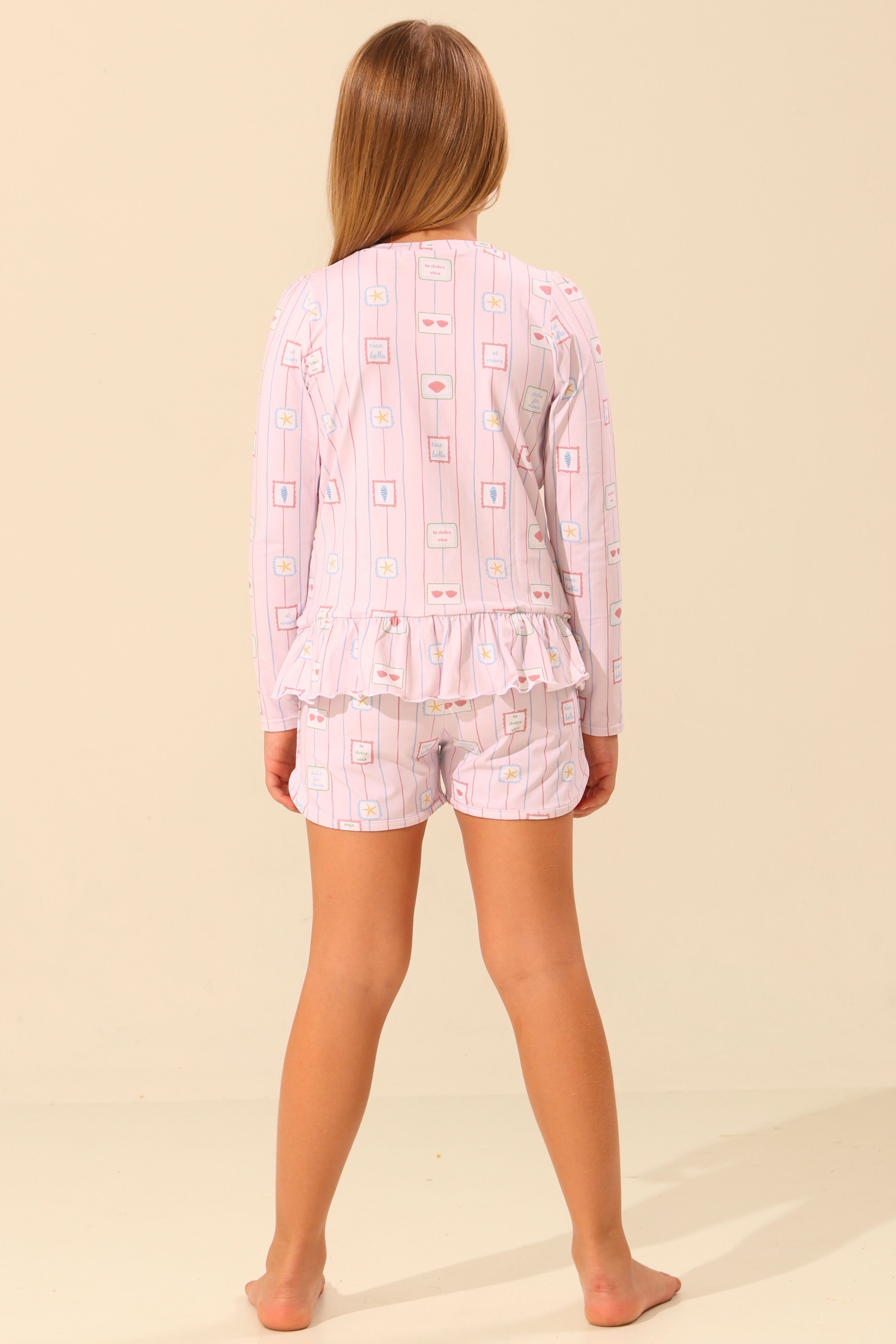 Camiseta Feminina Infantil UV 50 Conchiglie