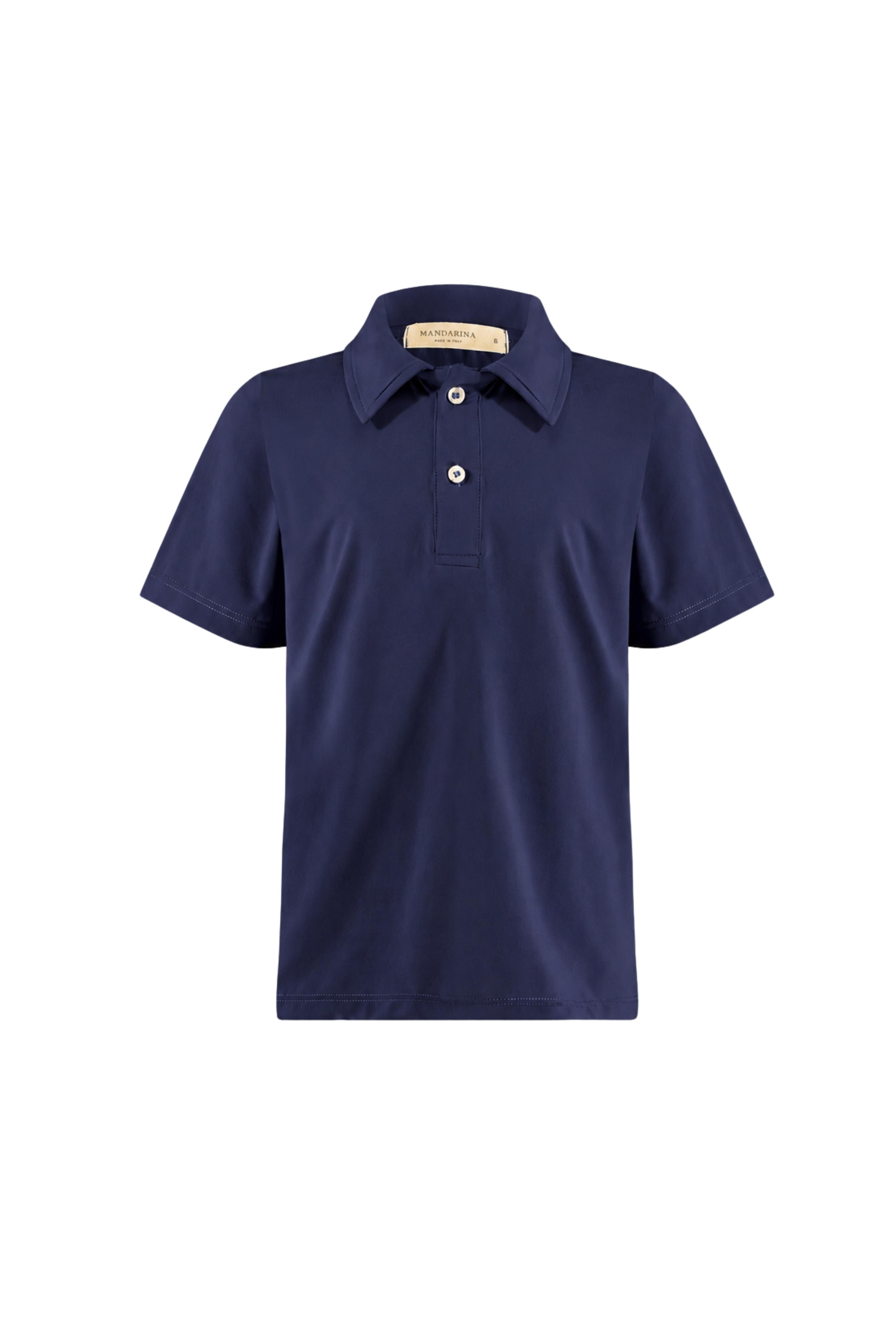 Camiseta Pólo Masculina Infantil UV 50 Marine Escuro