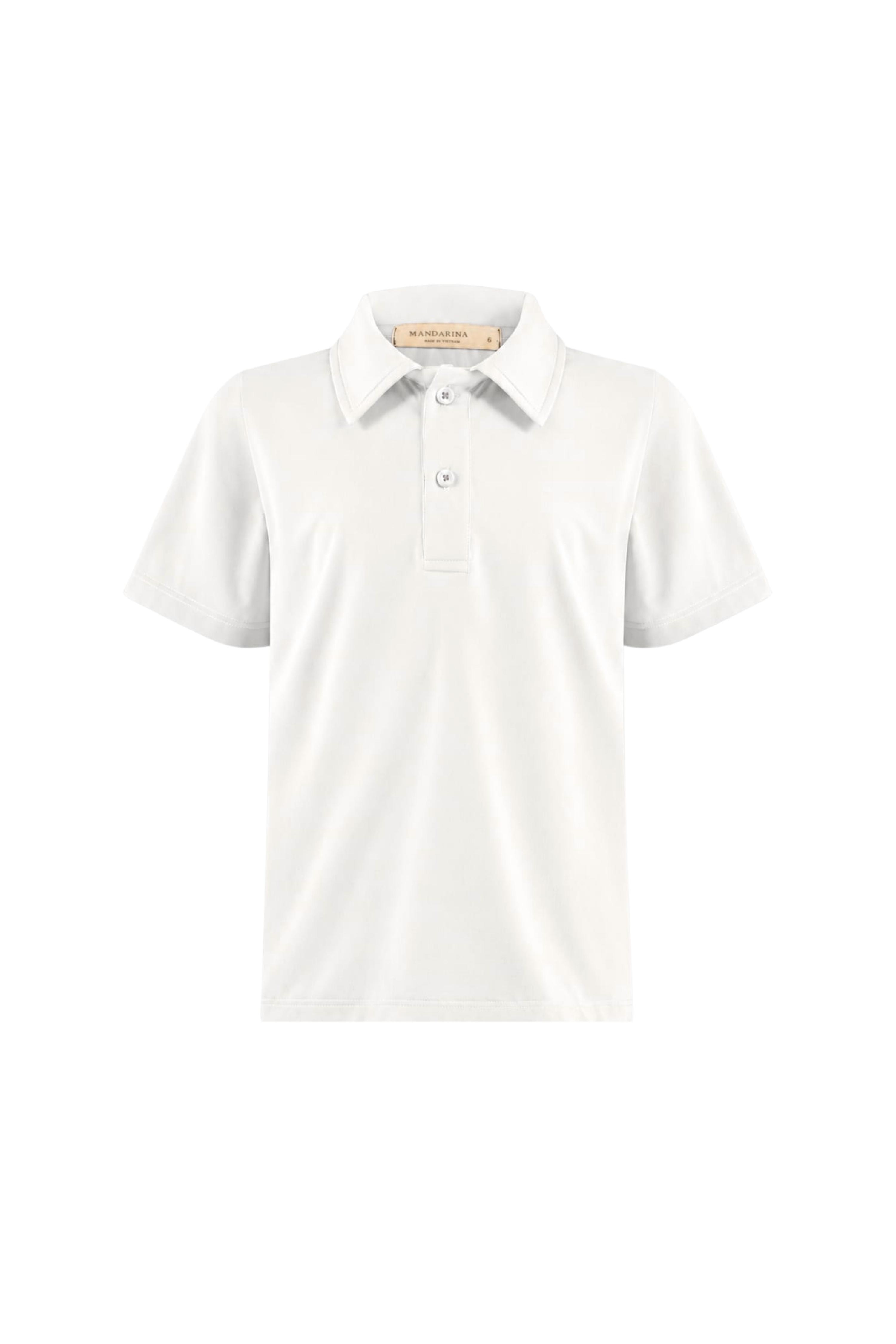 Camiseta Pólo Masculina Infantil UV 50 Branca
