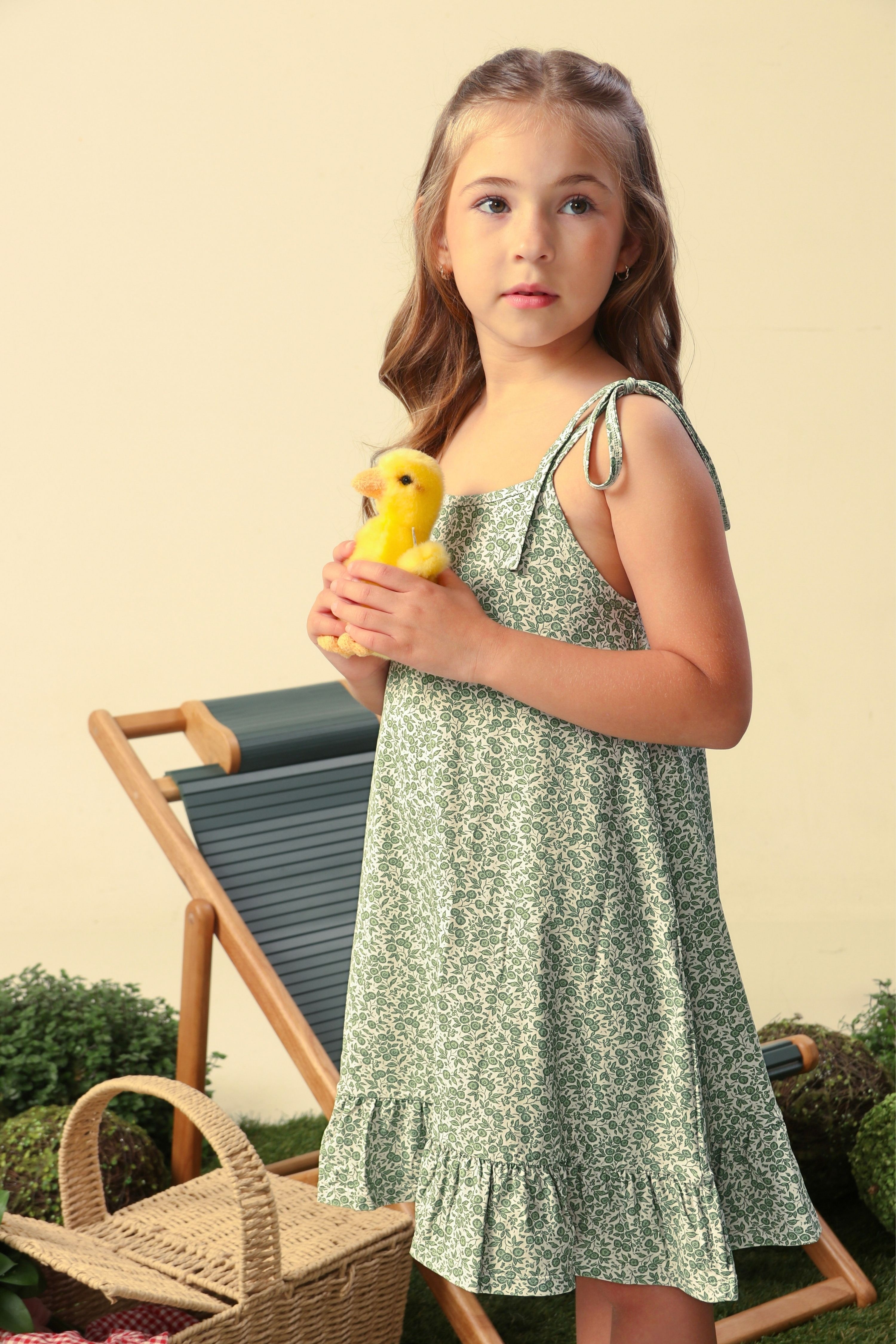 Vestido Poppy Infantil UV 50 Petit Jardin Vert