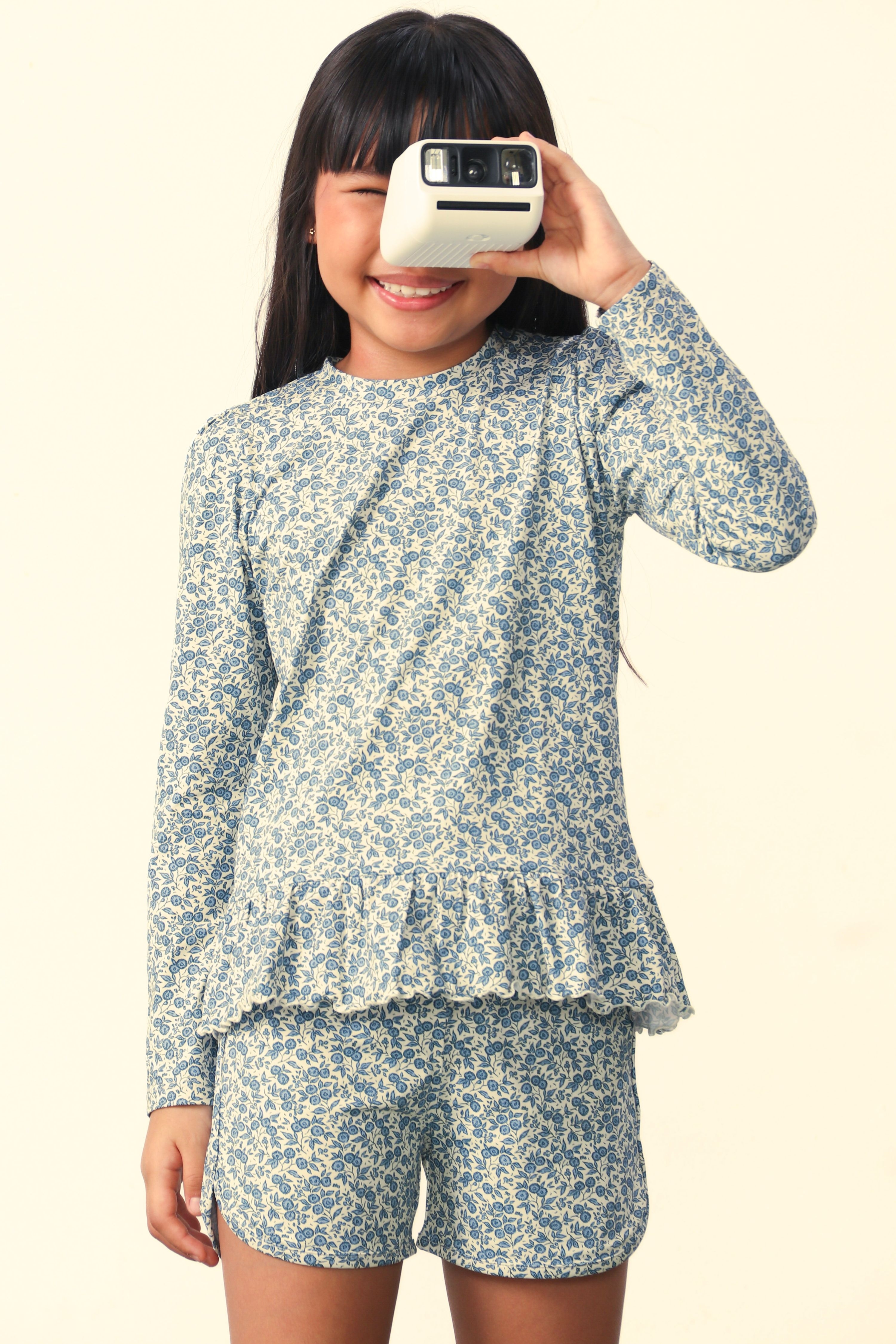 Camiseta Feminina Infantil UV 50 Petit Jardin Bleu