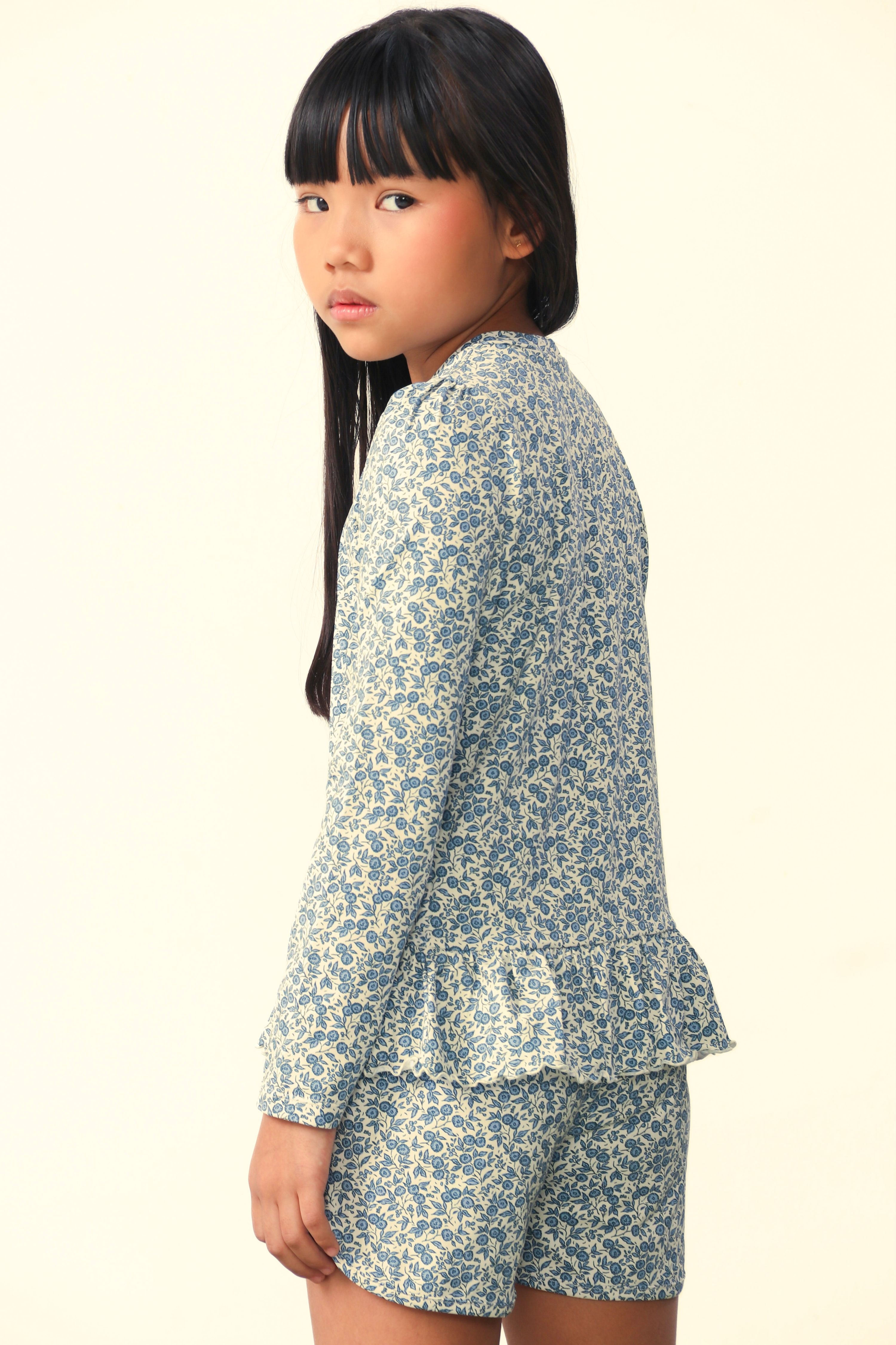 Camiseta Feminina Infantil UV 50 Petit Jardin Bleu