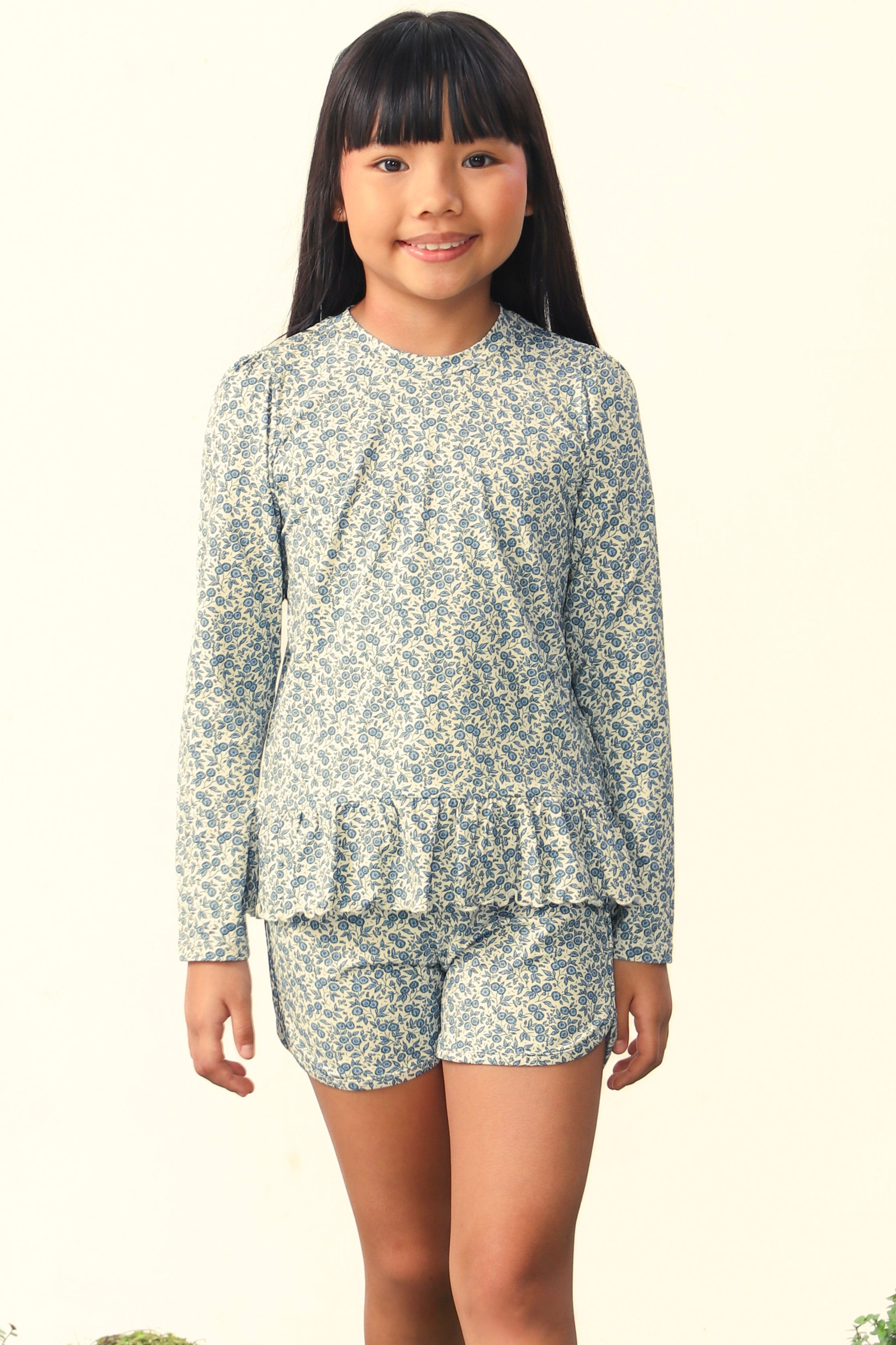 Shorts Ella Infantil UV 50 Petit Jardin Bleu